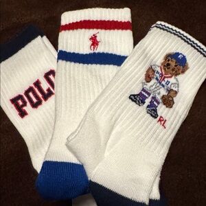 Polo Bear by Ralph Lauren White and Blue Socks